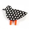 Bird, black w white medium dots, red legs w orange stripes