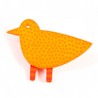 Bird, orange w red dots, red legs w orange stripes