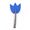 Tulip, blue with dots, black/ white stalk
