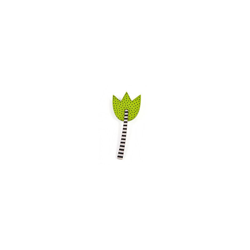 Tulip, green with dots, black/ white stalk