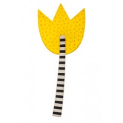 Tulipan, gul m prikker, sort/ hvid stilk