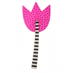 Tulipan, lyserød m prikker, sort/ hvid stilk