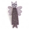 Cat, angel, grey w black zigzag stripes, grey wings, grey head