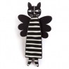 Cat, angel, black w white stripes, black wings, black head