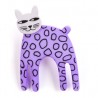 Cat, long, light purple w black dots, white head