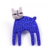 Cat, long, blue w black dots, grey head