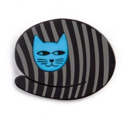 Kat, rund, sort m grå...