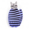 Cat, sitting, lavender with black stripes, grey head
