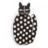 Cat, sitting, black with white dots, black head