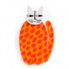 Cat, sitting, orange with red dots, grey head