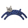 Cat, jumping, blue with black dots, grey head