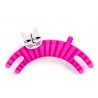 Cat, jumping, pink with stripes, white head