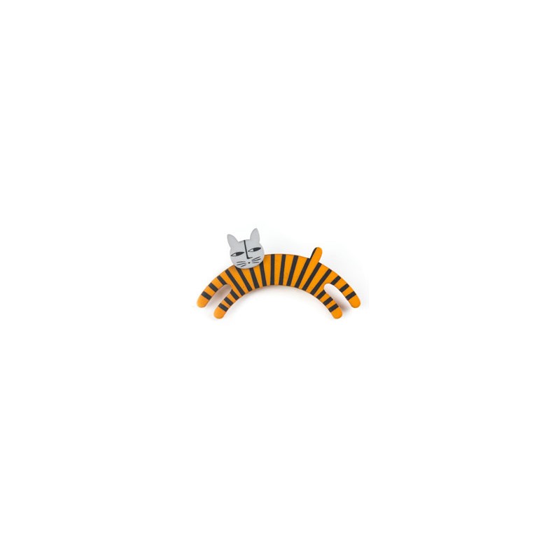 Cat, jumping, orange with black stripes, grey head