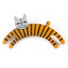 Cat, jumping, orange with black stripes, grey head