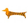 Dachshund, orange w black large dots, orange head