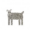 Dog, short ears, grey w black dots, grey head