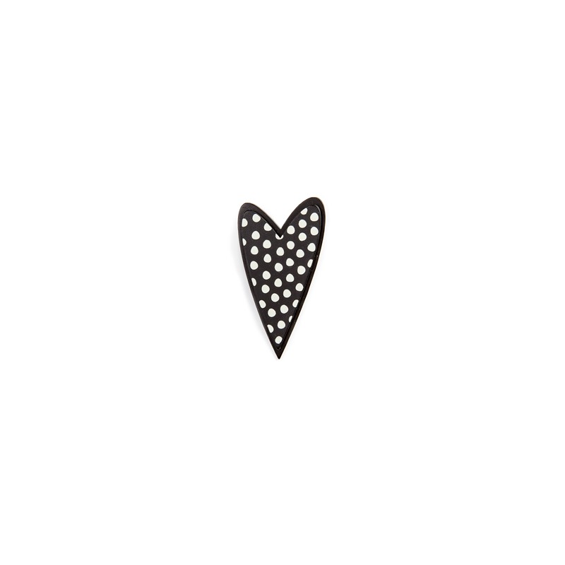Heart, black with white dots, black edge