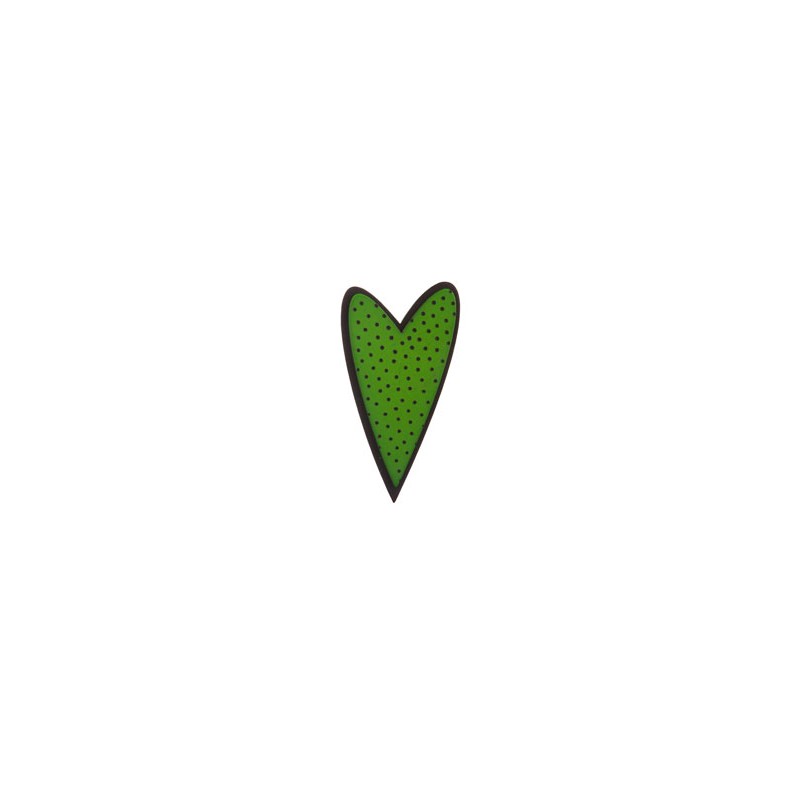 Heart, green with black dots, black edge