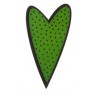 Heart, green with black dots, black edge