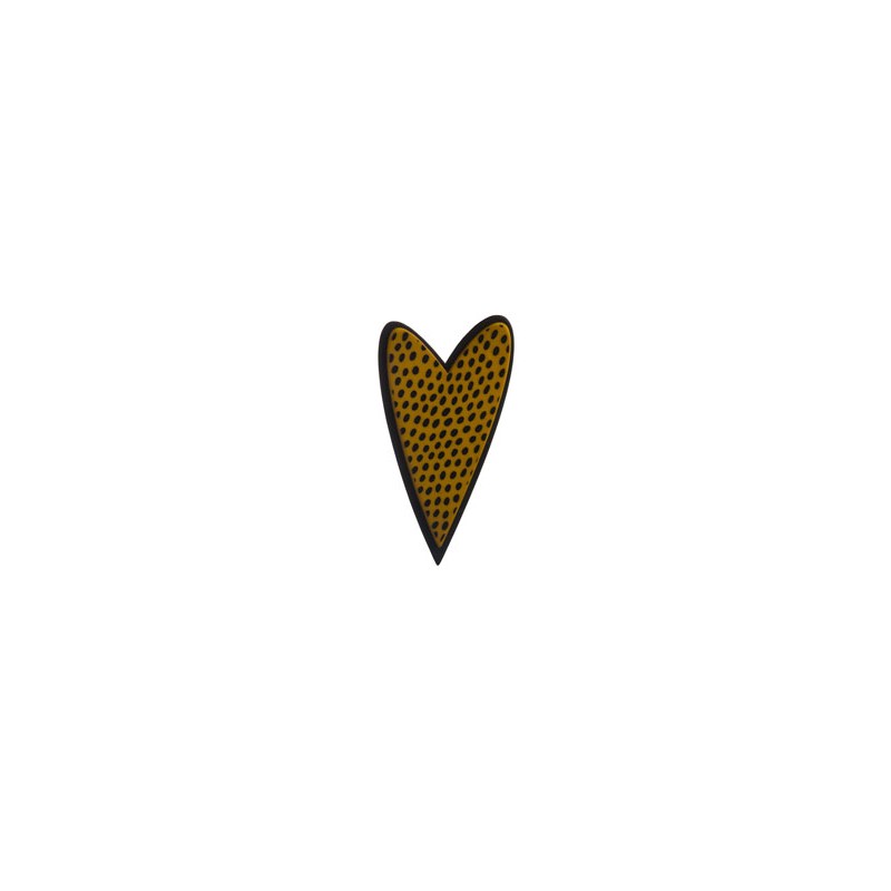 Heart, brown with black dots, black edge