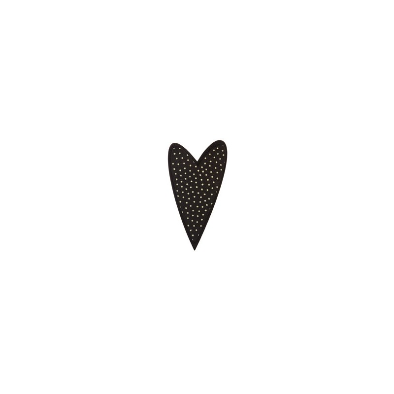 Heart, black with white dots, black edge