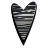 Heart, black with white stripes, black edge