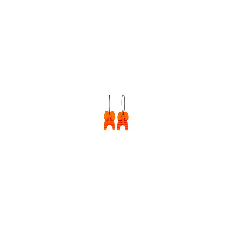 Elefant, orange m røde striper, orange hoved