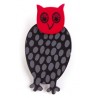 Owl, black with dots, red head