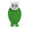 Owl, green with dots, grey head