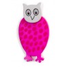 Owl, pink with dots, grey head