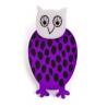 Owl, purple with black dots, grey head