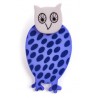 Owl, blue with dots, grey head