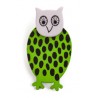 Owl, green with black dots, grey head