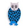 Owl, blue with black dots, grey head