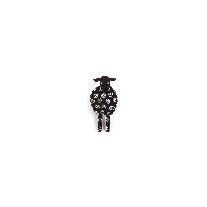 Sheep, front, black w white twirl, black head