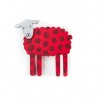 Sheep, side, red w black twirl, grey head