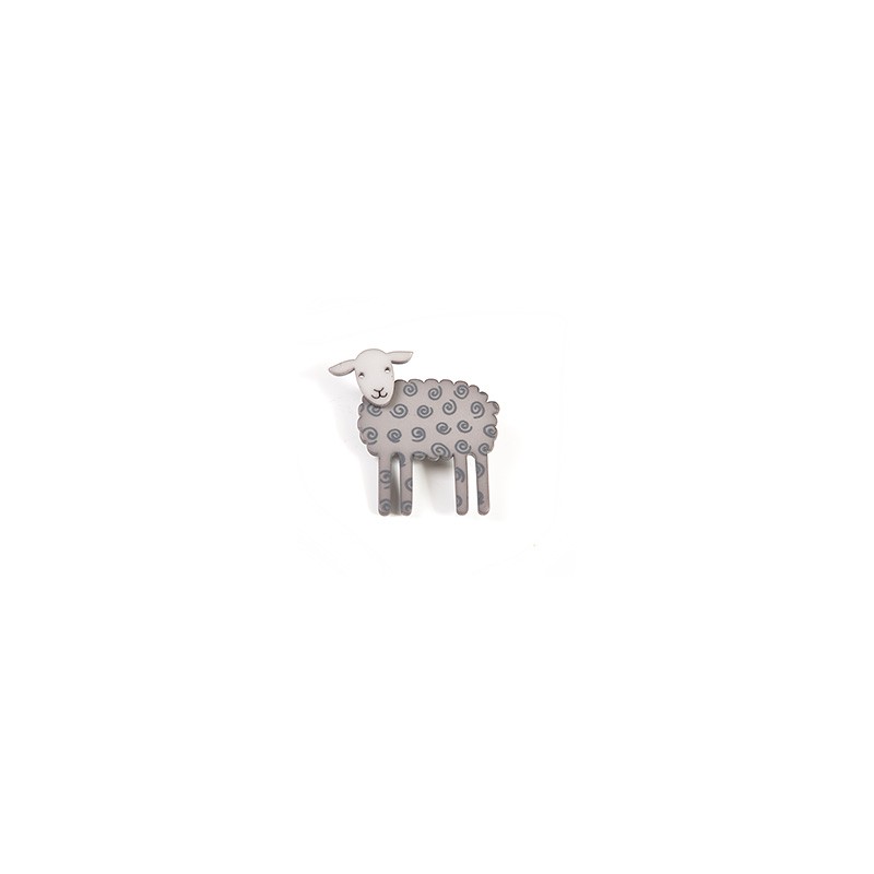 Sheep, side, grey w dark grey twirl, grey head
