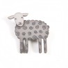 Sheep, side, grey w dark grey twirl, grey head