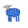 Sheep, side, blue with black twirl, grey head
