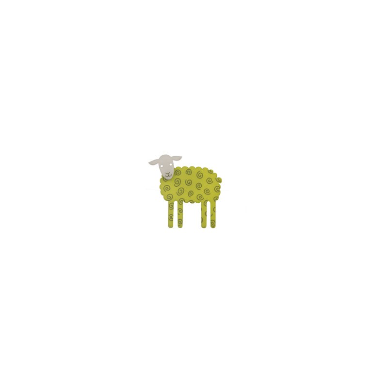 Sheep, side, green w black twirl, grey head