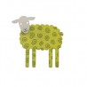 Sheep, side, green w black twirl, grey head