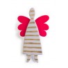 Angel, white with gold stripes, red wings