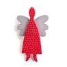 Angel, red with gold dots, white wings