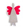 Angel, white with gold dots, red wings