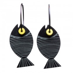 Fisk, rund, sort m hvide...