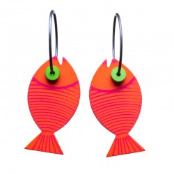 Fish, round, orange w pink...