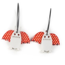 Bat, long, white, red wings...