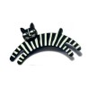 Cat, jumping, black with white stripes, black head
