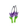 Tulip, purple with black dots, green stalk