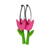 Tulip, pink with red dots, green stalk
